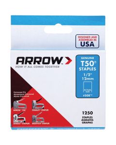 Arrow 50824 T50 Staples, 1,250 pk (1/2")