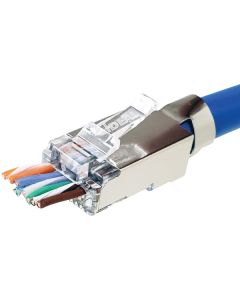 IDEAL 85-369 Shielded Feed-Thru CAT-6A/6/5-E Modular Plugs for Larger Diameter Conductors, 50-Count