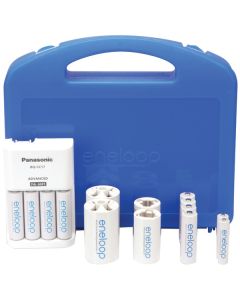 Panasonic K-KJ17MCC82A 4-Position Charger with 2 AAA & 8 AA eneloop Batteries & 2 C & 2 D Spacers